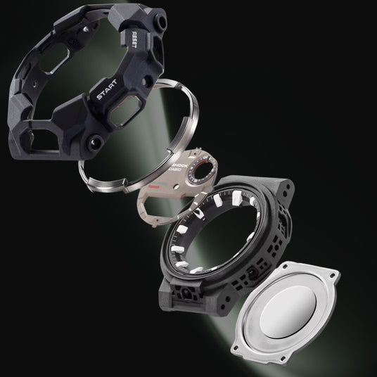 Detailed view of advanced watch construction and parts