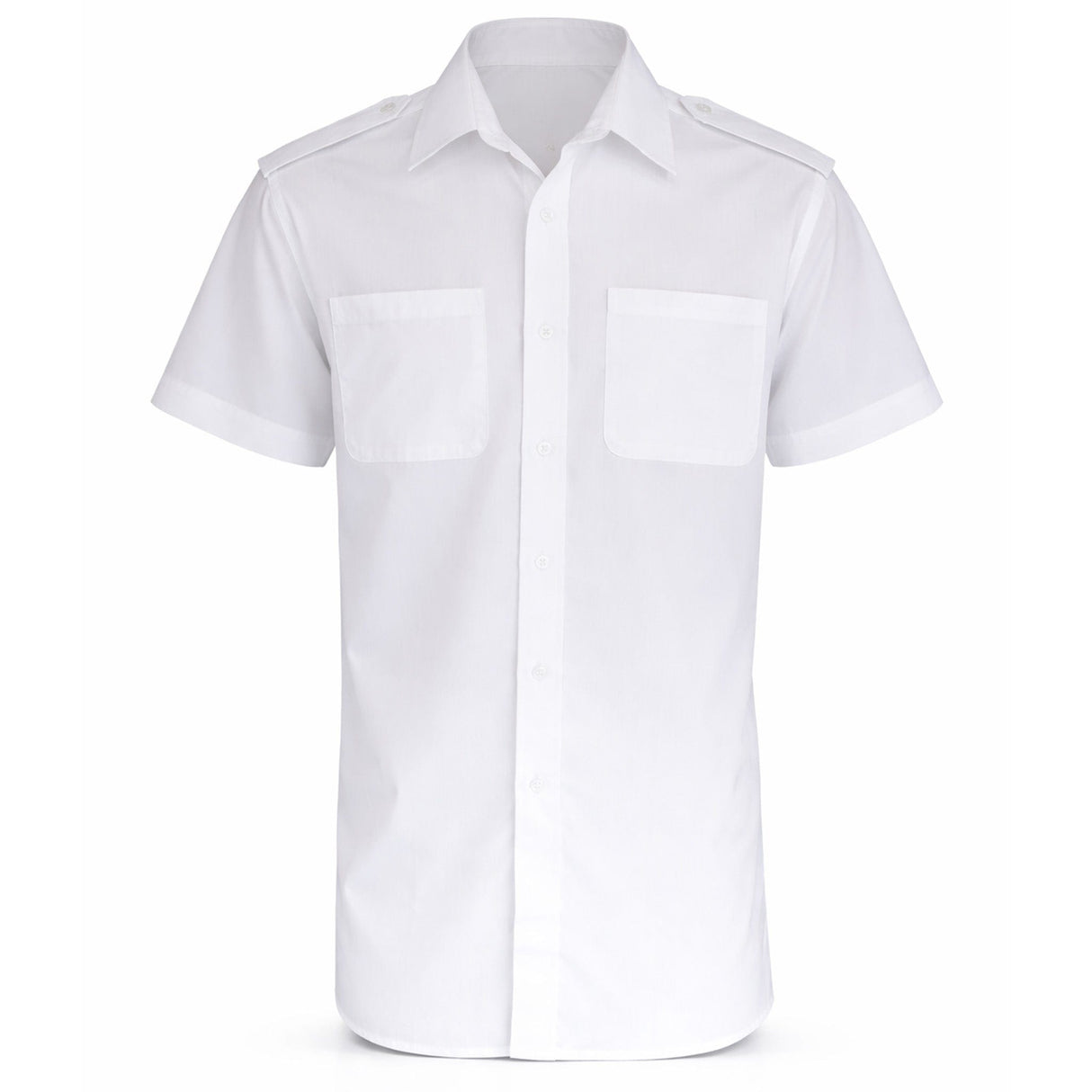Cooneen Shirts & Tops Men's Short Sleeve Uniform Shirt With Epaulettes, White