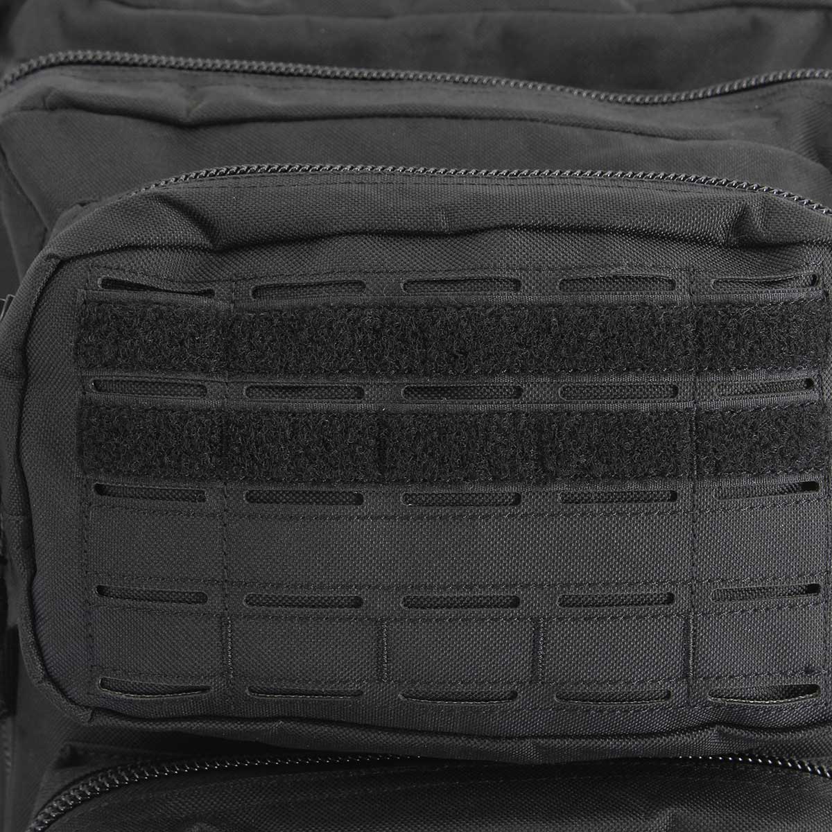 Detail of laser-cut MOLLE webbing on the front of the Op. Zulu tactical police rucksack