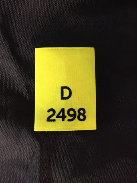 Police Surplus Police Uniform 9cm Epaulette Slides, Hi Vis yellow, black embroidered letter D and mixed numbers, 9cm length (Used – Grade A)