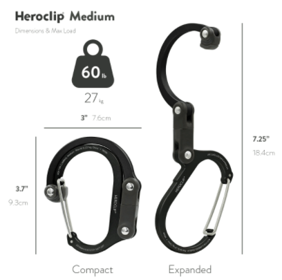 Heroclip Key Holders Heroclip Medium Gear Clip Stealth Black