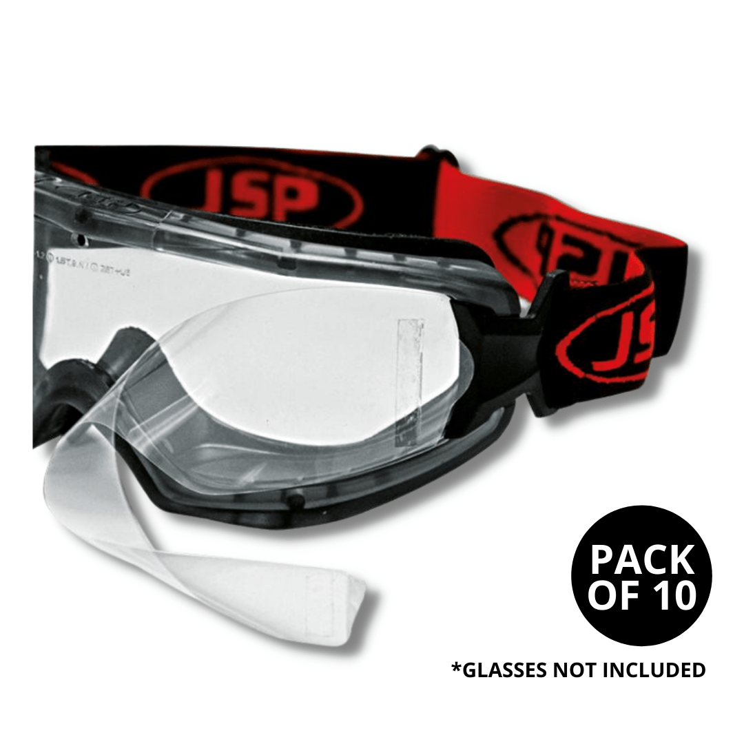 JSP Glasses Accessories JSP EVO®/Thermex™ Goggle Peel Off Visor Cover (Pack of 10)