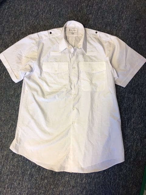 Police Surplus Police Uniform Pilot Shirt, Men’s Short Sleeve White Shirt, epaulette loops (Used – Grade A)