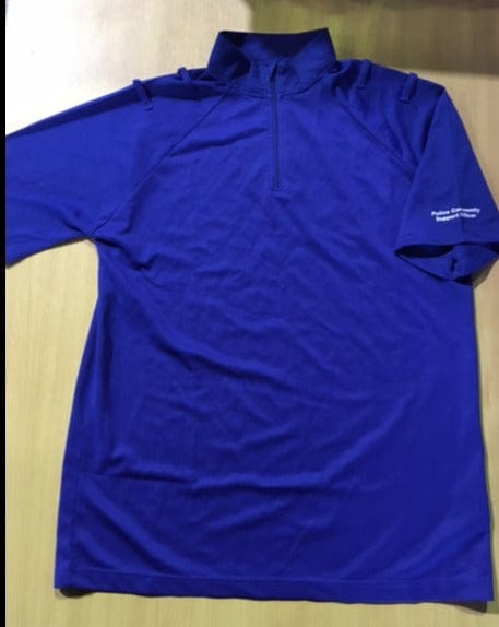 Police Surplus Police Uniform Police Community Support Wicking Top, Royal Blue, Men's Short Sleeve (Used - Grade A)