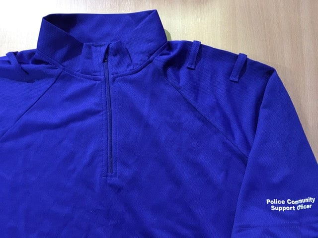 Police Surplus Police Uniform Police Community Support Wicking Top, Royal Blue, Men's Short Sleeve (Used - Grade A)