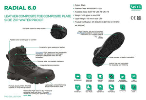 4SYS Boots 4SYS RADIAL 6.0 LEATHER CT CP SZ WP Spec Sheet