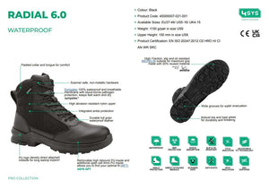 4SYS Boots 4SYS Radial 6.0 Waterproof Boot Spec Sheet