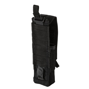 Back view of the 5.11 Flex Flashlight Pouch in black showing its MOLLE compatible attachment system