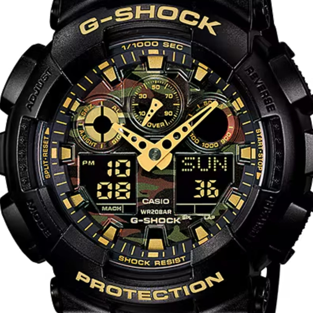 G-Shock GA-100CF-1A9ER military inspired watch with 200m water resistance