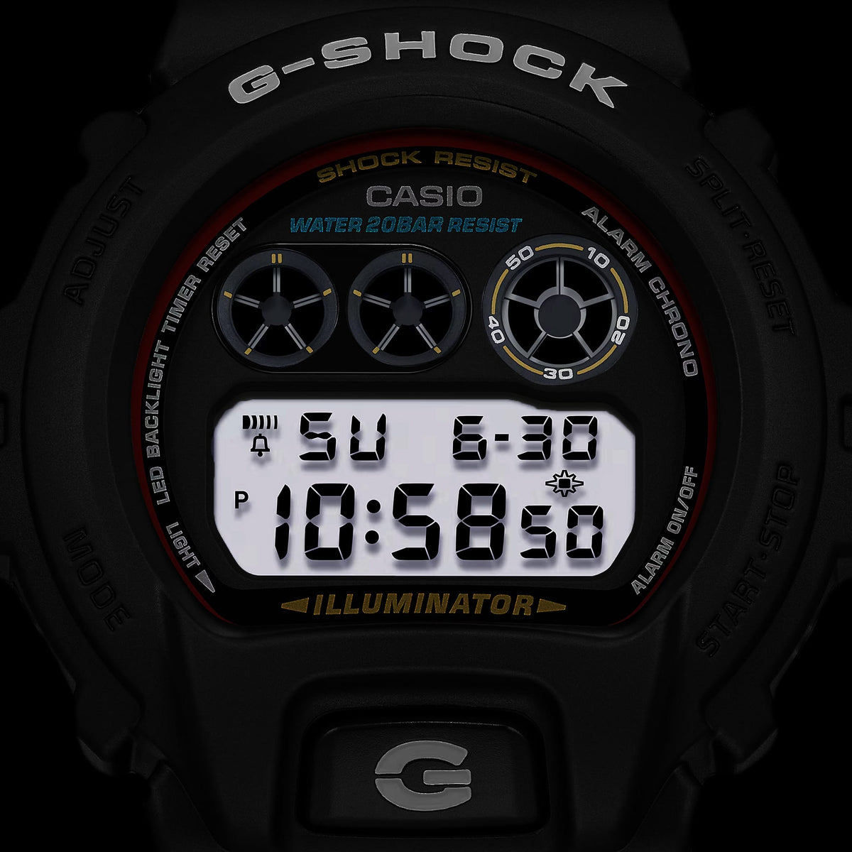 Casio G-SHOCK DW-6900RL with illuminator display for easy and quick reading