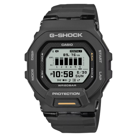 Casio G-Shock GBD-200-1A1 black digital watch with Bluetooth connectivity