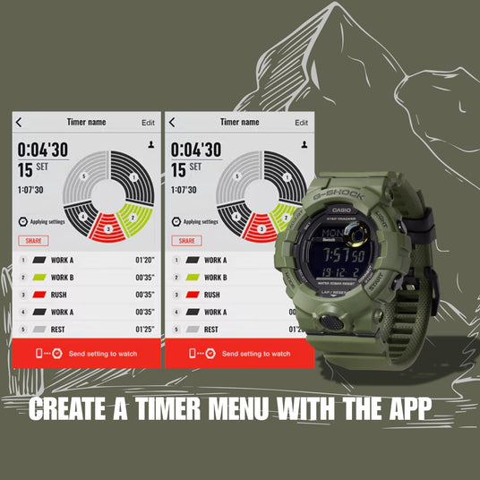 G-SHOCK GBD-800UC-3ER green fitness watch with step tracker
