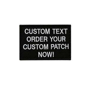 Black tactical style custom name tag with white embroidery