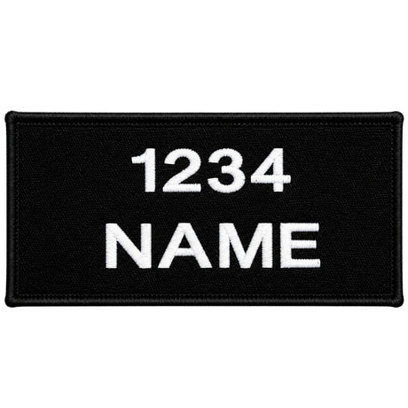 Black embroidered police Velcro patch with white lettering for tactical vests