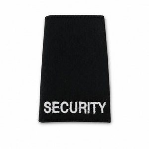 Custom embroidered rank epaulettes for corporate security supervisor uniforms.
