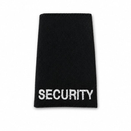 Custom embroidered rank epaulettes for corporate security supervisor uniforms.