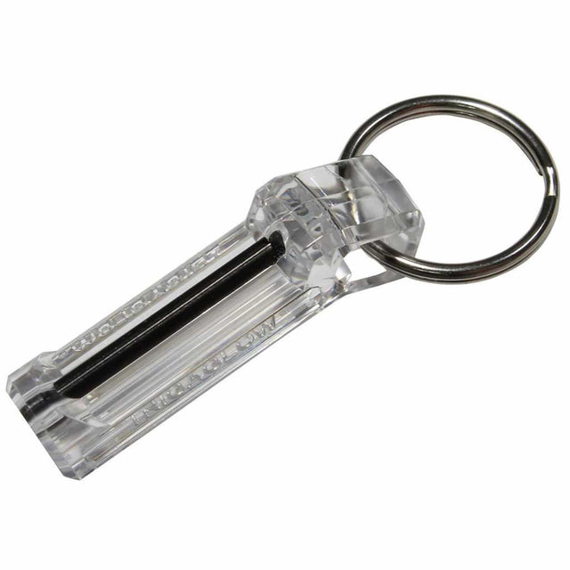 Firefly Flint-Glow Marker with clear polycarbonate housing, ferrocerium rod and stainless steel attachment ring