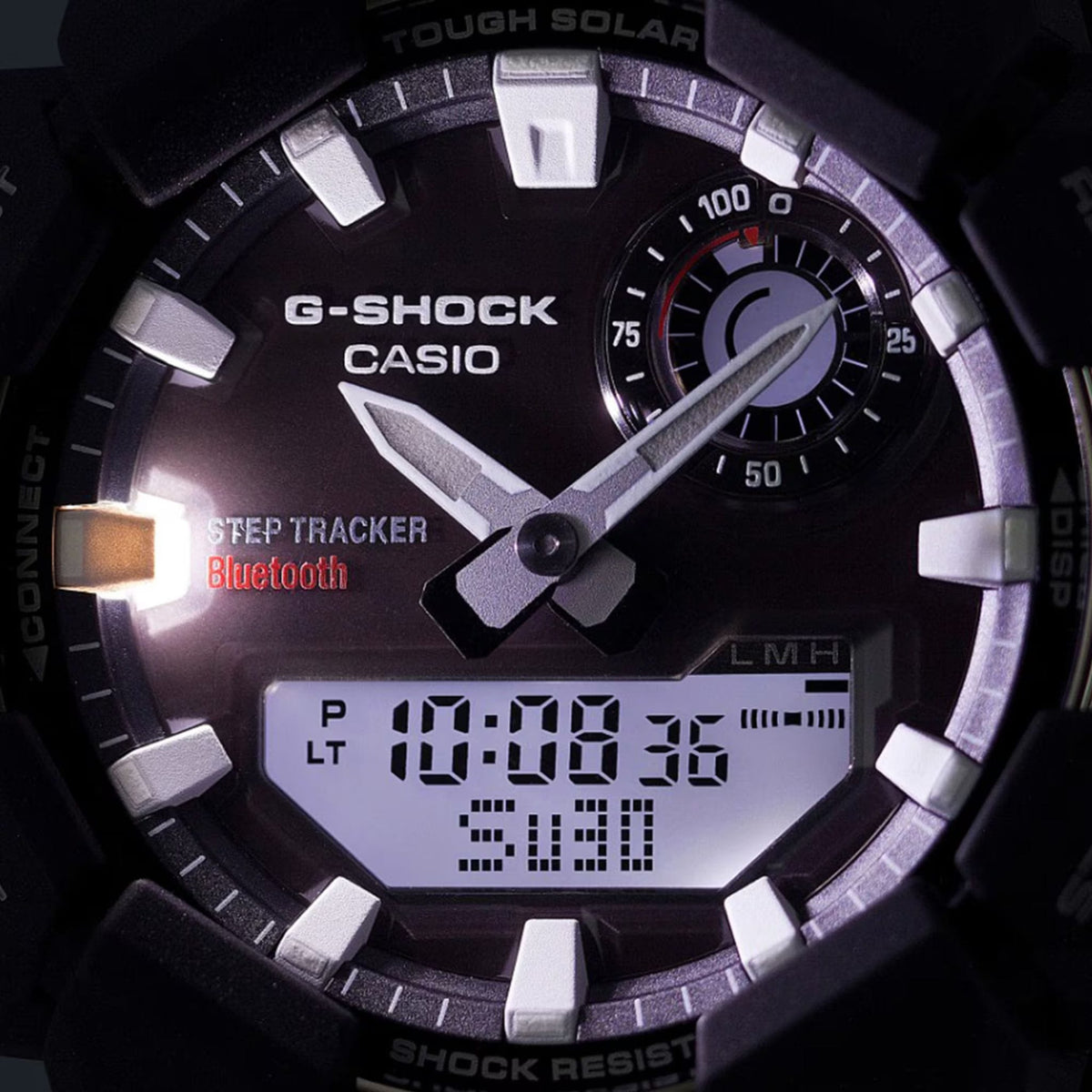 high-brightness Double LED light illuminating the digital-analog face.