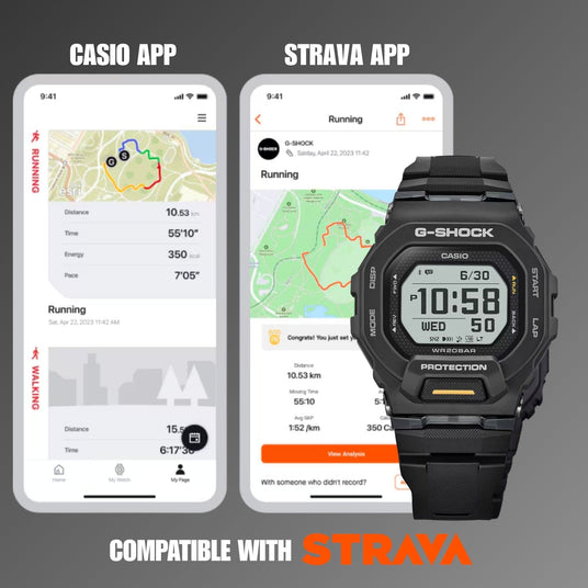 Casio G-Shock GBD-200-1A1 with Strava compatibility, perfect for cyclists and runners
