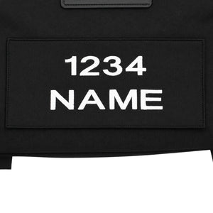 Embroidered security and police style Velcro name badge in black and white