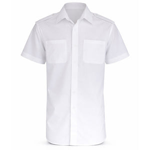 Cooneen Shirts & Tops Men's Short Sleeve Uniform Shirt With Epaulettes, White