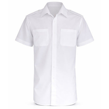 Cooneen Shirts & Tops Men's Short Sleeve Uniform Shirt With Epaulettes, White