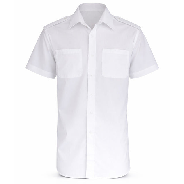 Cooneen Shirts & Tops Men's Short Sleeve Uniform Shirt With Epaulettes, White
