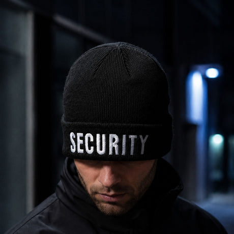 Mil-Tec Headwear Mil-Tec Black SECURITY Acrylic Watch Hat