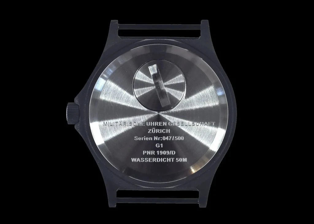 MWC Watches MWC G10 50m Water Resistant PVD Stealth with Battery Hatch, Solid Strap Bars and 60 Month Battery Life