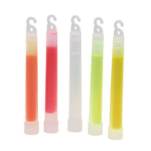 Five NATO 6 inch chemical lightsticks in orange, red, white, green and yellow