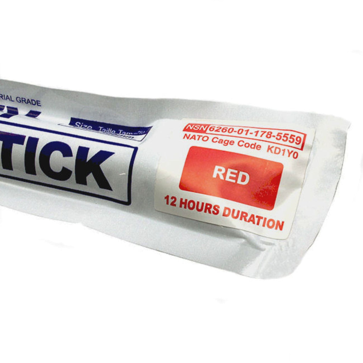 NATO 6 inch red emergency glow stick in original sealed packaging