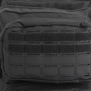 Detail of laser-cut MOLLE webbing on the front of the Op. Zulu tactical police rucksack