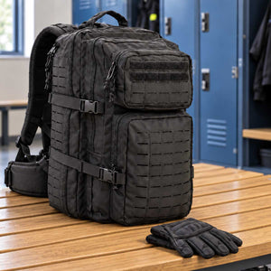 Op. Zulu black 2-day pack used as a rugged weekend travel and gym bag