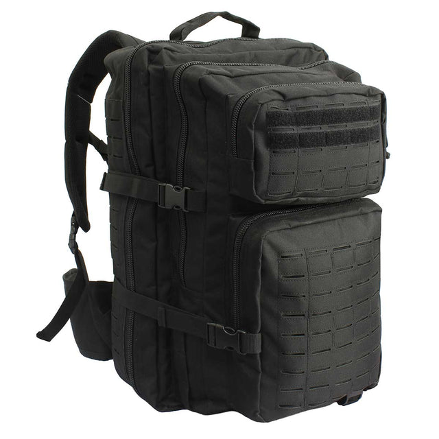 Op. Zulu 2 Day Pack 40L Laser MOLLE Black tactical backpack front view