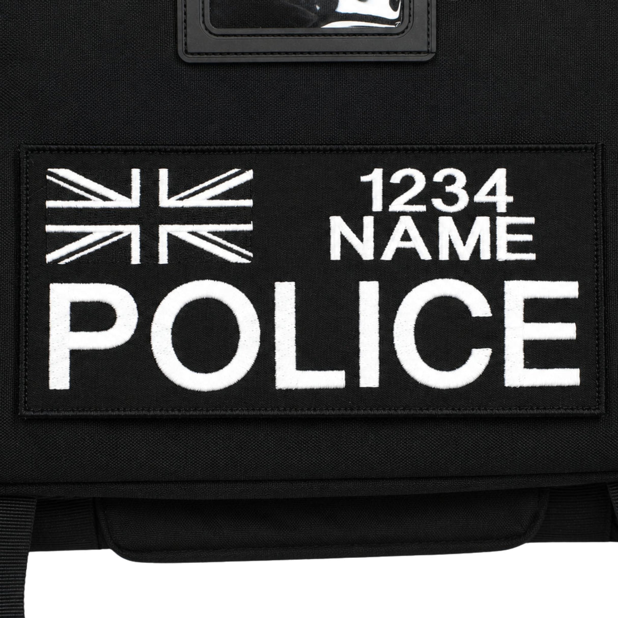 Personalised police uniform patch with custom embroidery and Velcro backing