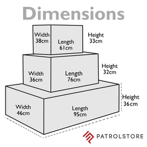 Plano Black Storage Trunks - Dimensions