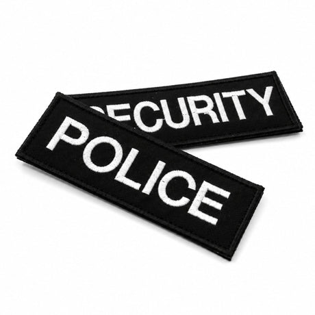 Embroidered police and security patch with white stitched lettering
