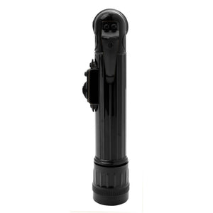 Side profile of Rothco Mini Right Angled Torch in black showing compact design and base cap