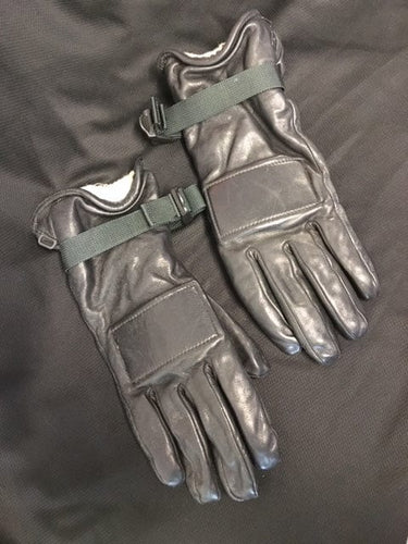 Police Surplus Police Uniform Black Leather Gloves, NPU, CE970321, reinforced padding on top of glove (Used – Grade A)