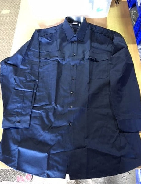 Police Surplus Police Uniform Fire Arms Navy Men’s Long Sleeve Shirt, epaulette slides (Used – Grade A)