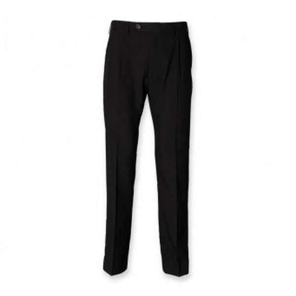 Henbury Black Single Pleat Polyester Trousers