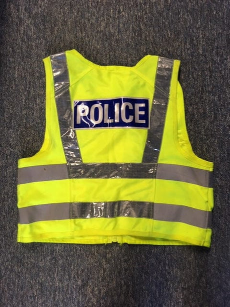 Police Surplus Police Uniform Hi Vis Tactical Duty Vest Model 511, Strathclyde Police, POLICE marked, chequerboard (Used – Grade A)
