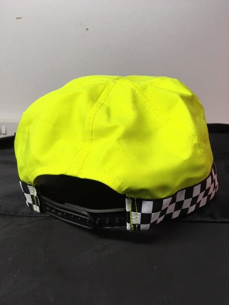 Police Surplus Police Uniform One Size Hi Vis Yellow Baseball Cap, chequerboard, adjustable black plastic strip (Used – Grade A)