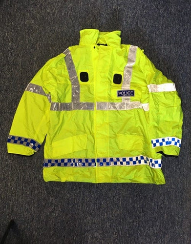 Police Surplus Police Uniform Hi Vis Yellow NPU Foul Weather Anorak, Yaffy 303, Men’s (Used - Grade A)