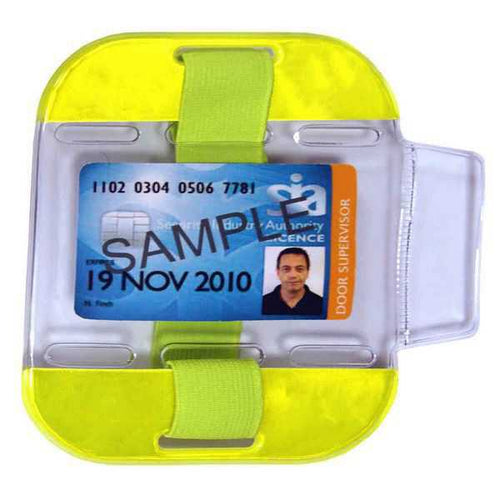 ID / SIA Licence Badge Holder - Arm Band High Vis Yellow