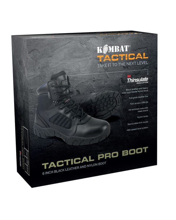 Kombat UK Tactical Pro 6 Side Zip Boot Black
