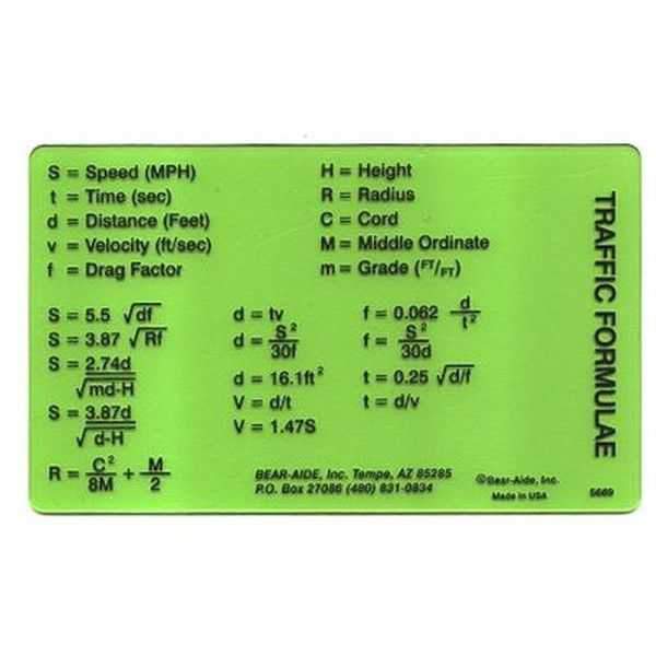 Plastic Formula Card for Traffic Officers