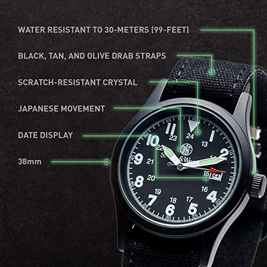 Smith & Wesson Watches Smith & Wesson Men's Military Watch with 3 Interchangeable Canvas Straps